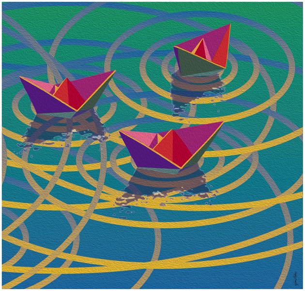 Boatscape triptych-Burgeoning#3,  13 pp 22x23.33